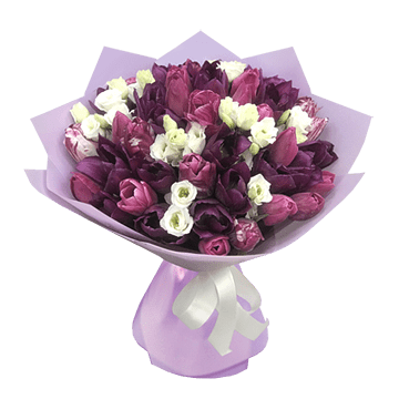 Ramo de tulipanes y lisianthus