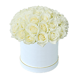 Rosas blancas en una Caja