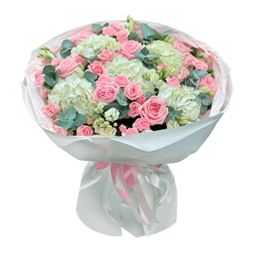 Ramo de hortensias y rosas