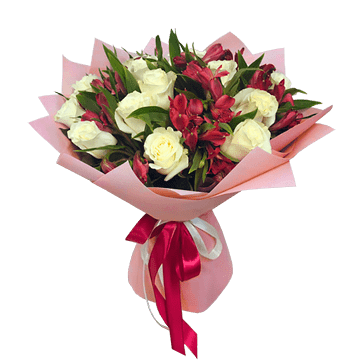 Ramo de rosas y alstroemeria