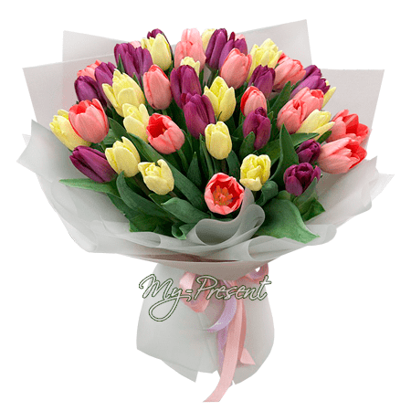 Ramo de tulipanes multicolores