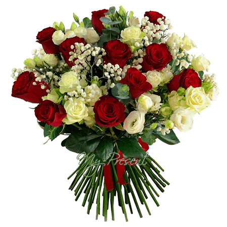 Ramo de rosas y lisianthus
