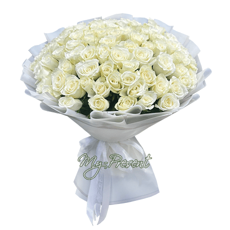 Ramo de rosas blancas (70-80 cm.)